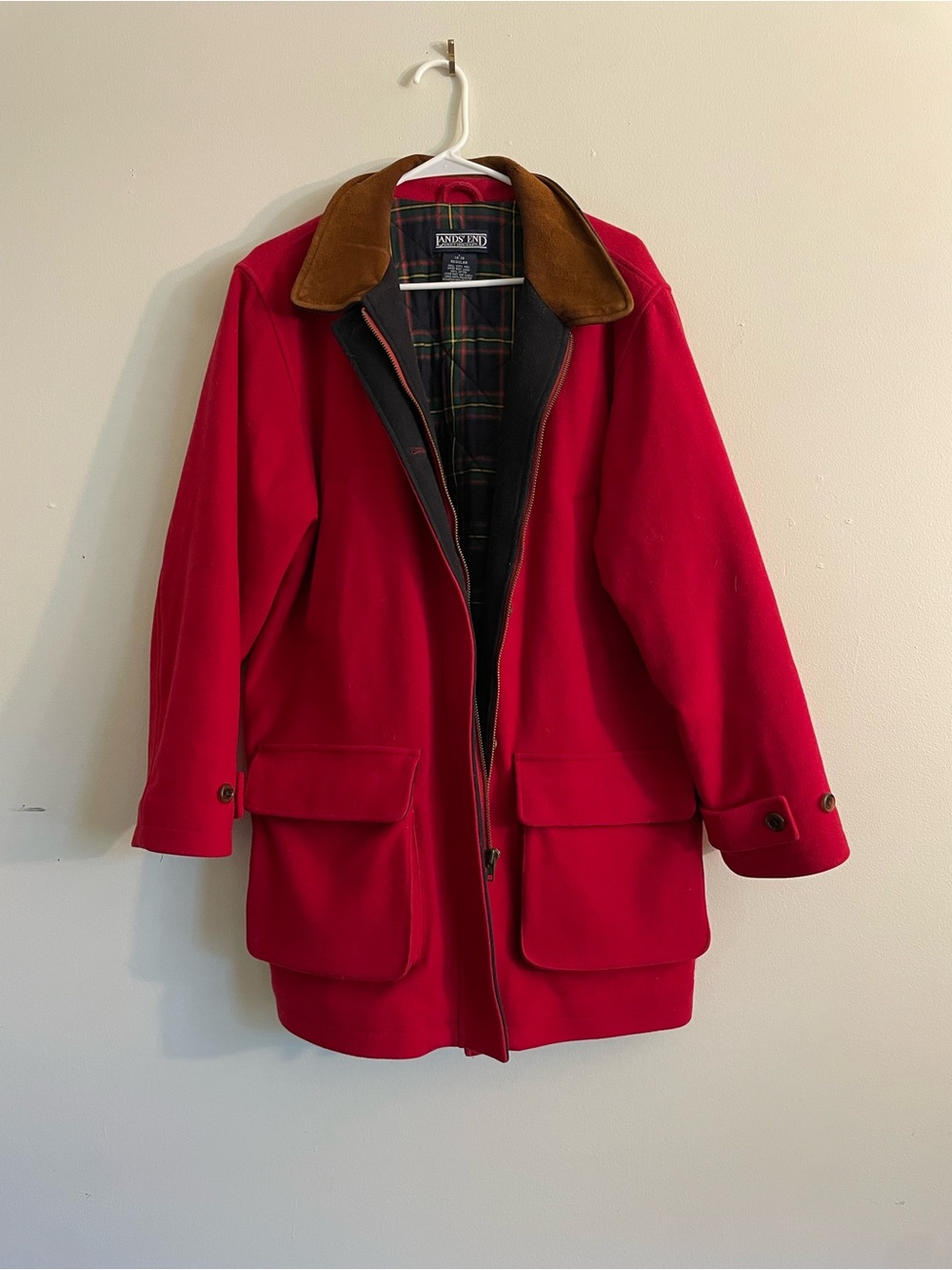 Lands End Wool Barn Coat red chore coat